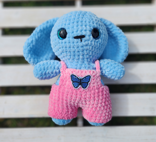 Blue Bunny in Overalls Plushie